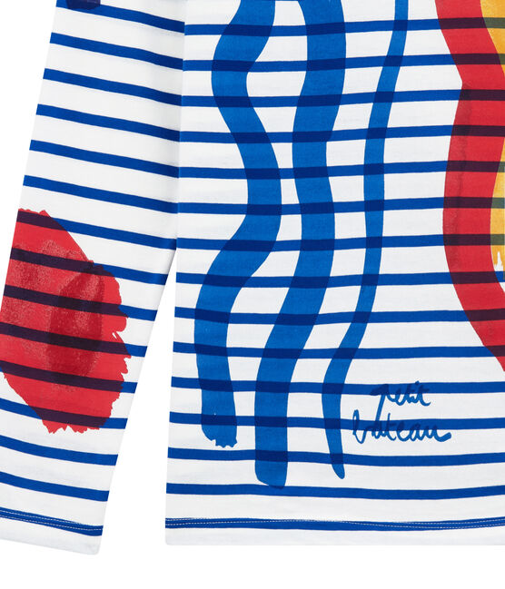 women's creative breton top MARSHMALLOW white/PERSE blue
