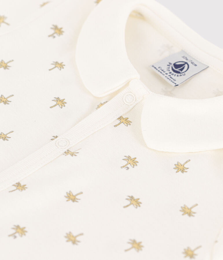 Babies' Palm Tree Patterned Cotton Playsuit white/multicolor