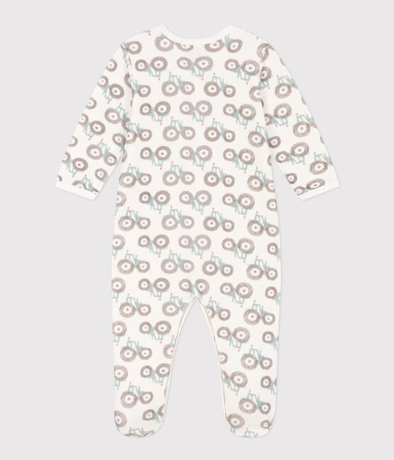 Babies' Velour Tractor Themed Pyjamas MARSHMALLOW white/MULTICO white