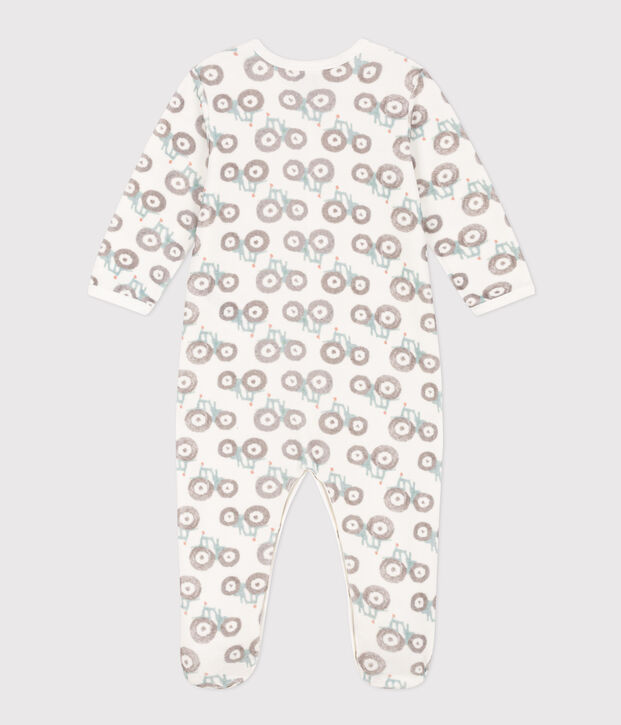 Babies' Velour Tractor Themed Pyjamas white/multicolor