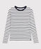 Women's Iconic Cotton Round Neck T-Shirt MARSHMALLOW white/SMOKING blue