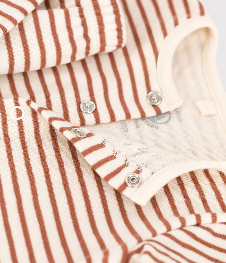 Babies' Striped Cotton Clothing - 2-Pack Ecru/brown/ecru