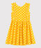 Girls' Short-Sleeved Linen Dress SHINE yellow/MARSHMALLOW white