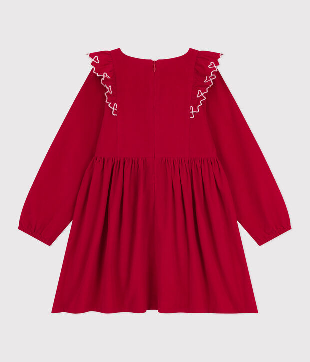 Children's long-sleeved plain corduroy dress red