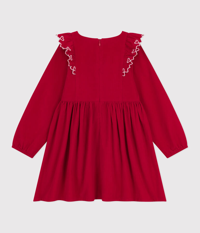 Children's long-sleeved plain corduroy dress red