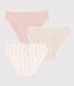 Girls' Flower Cotton and Elastane Briefs - 3-Pack