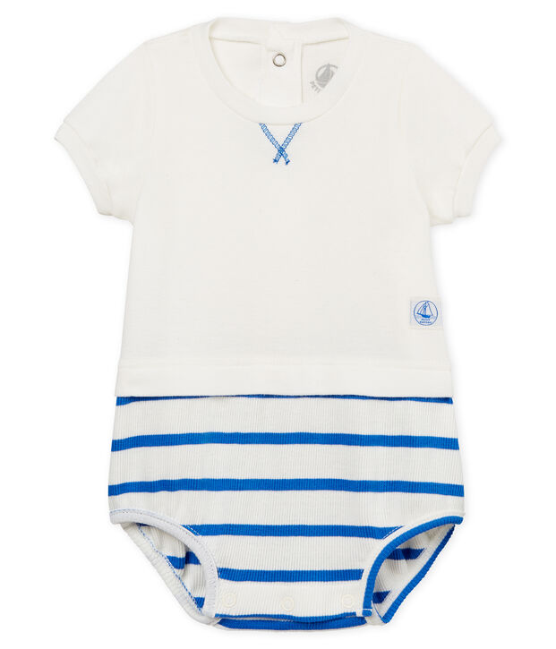 Baby boys' playsuit white/blue