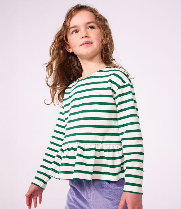Children's cotton Breton top green/green