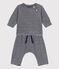 Babies' Cotton Velour Clothing - 2-Piece Set SMOKING blue/MARSHMALLOW white
