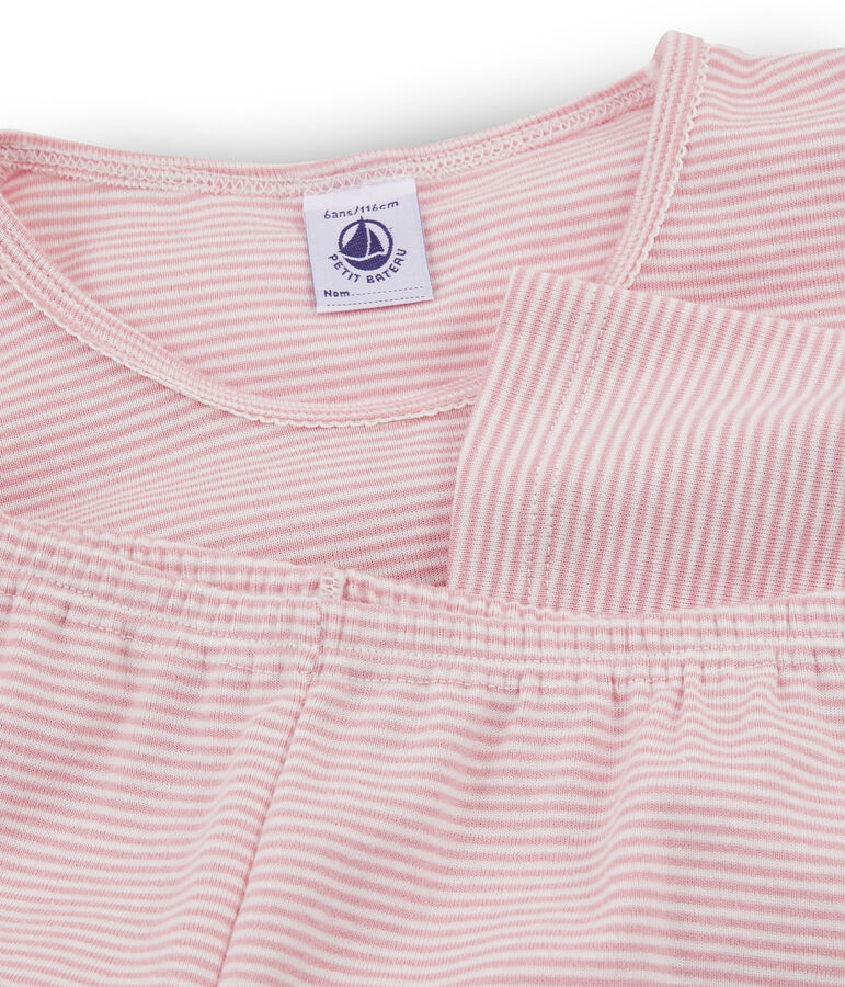 Girls' Ribbed Pyjamas pink/white