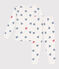 Children's long-sleeved heart print cotton pyjamas MARSHMALLOW white/MULTICO white