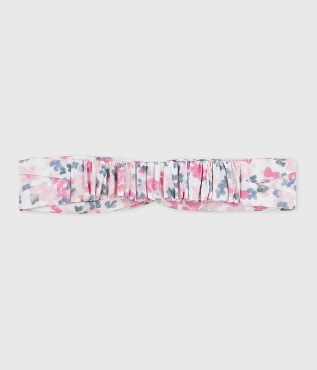 Children's hairband in floral-print poplin Ecru/multicolor