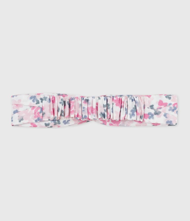 Children's hairband in floral-print poplin Ecru/multicolor