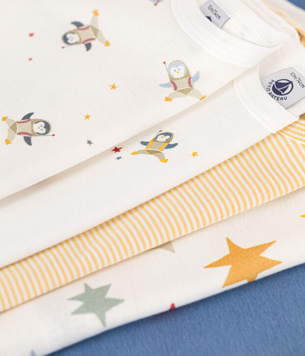 Babies' long-sleeved space-print cotton bodysuits - 5-pack multicolor