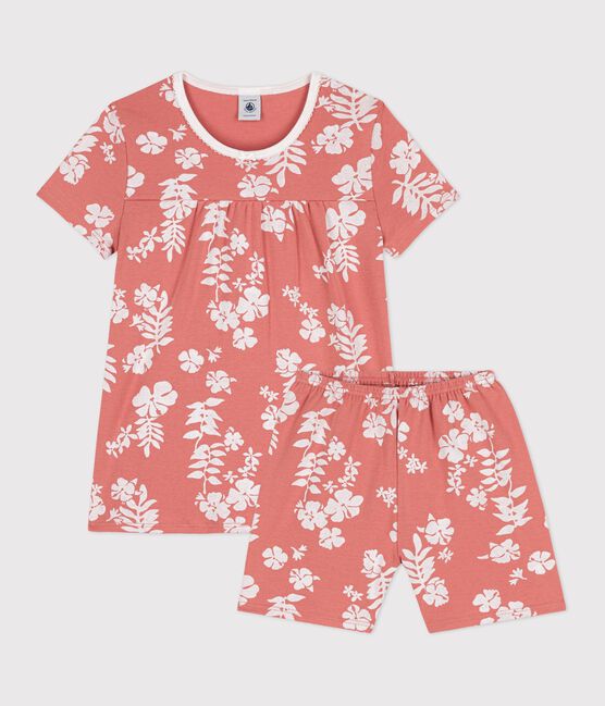 Girls' Hawaiian Cotton Short Pyjamas PAPAYE pink/MULTICO