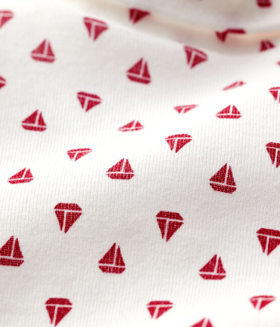 Babies' Cotton Bodysuit MARSHMALLOW white/TERKUIT red