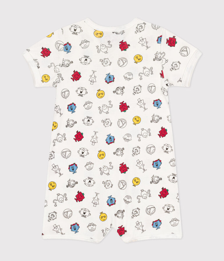 Babies' short printed Mr. Men and Little Miss cotton playsuit MARSHMALLOW white/MULTICO white