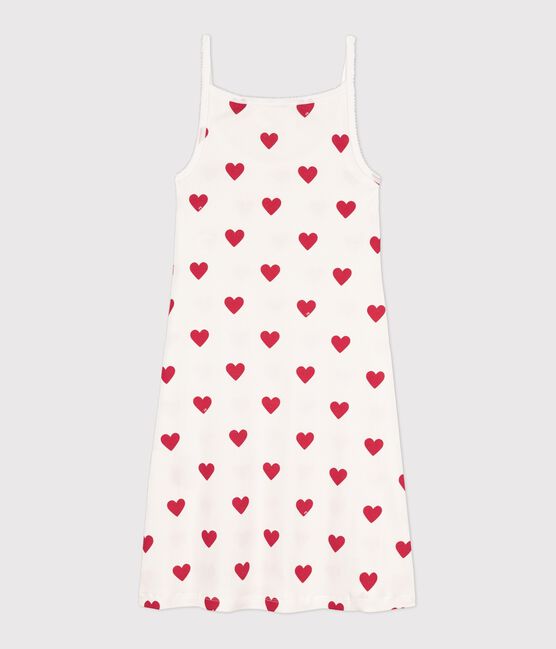 Women's cotton babydoll nightdress MARSHMALLOW white/TERKUIT red