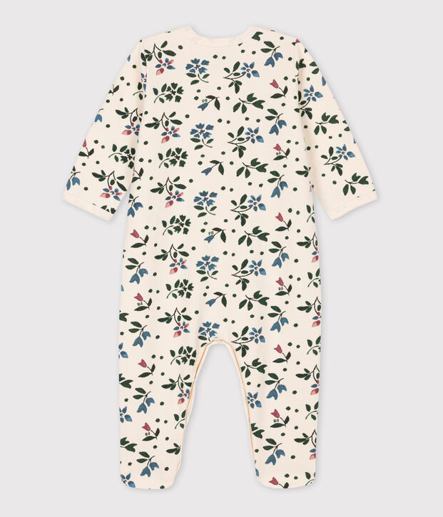 Babies' Floral Fleece Sleepsuit Ecru/multicolor