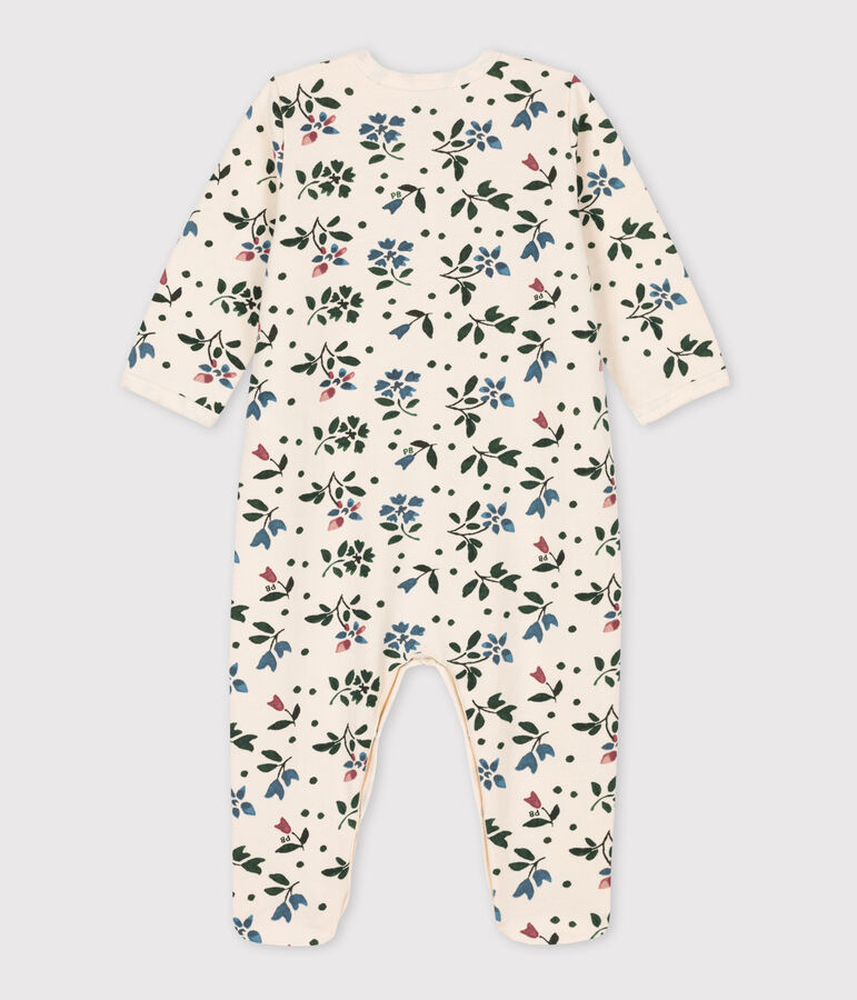 Babies' Floral Fleece Sleepsuit Ecru/multicolor