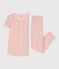 Girls' Short-Sleeved Cotton Pyjamas SALINE pink/MULTICO white