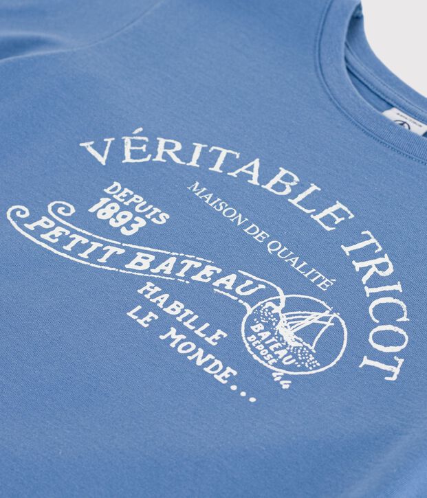 Children's short-sleeved printed T-shirt blue