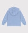 Children's unisex stripy cotton terry hoodie MARSHMALLOW blue/PORCELANA