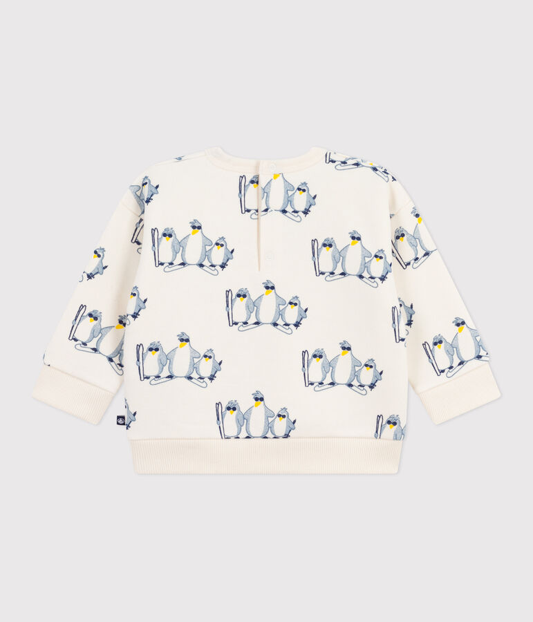 Babies' penguin-print cotton sweatshirt Ecru/multicolor
