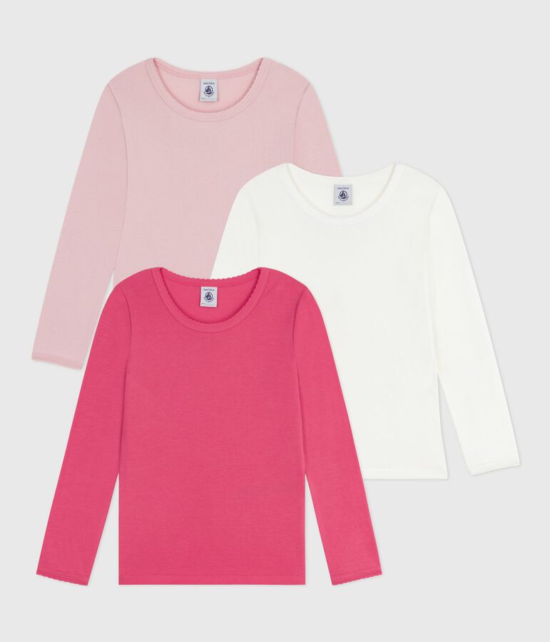 Pack of children's long-sleeved plain T-shirts multicolor