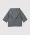 Babies' Stripy Organic Cotton Velour Hooded Jacket MARSHMALLOW white/SMOKING blue