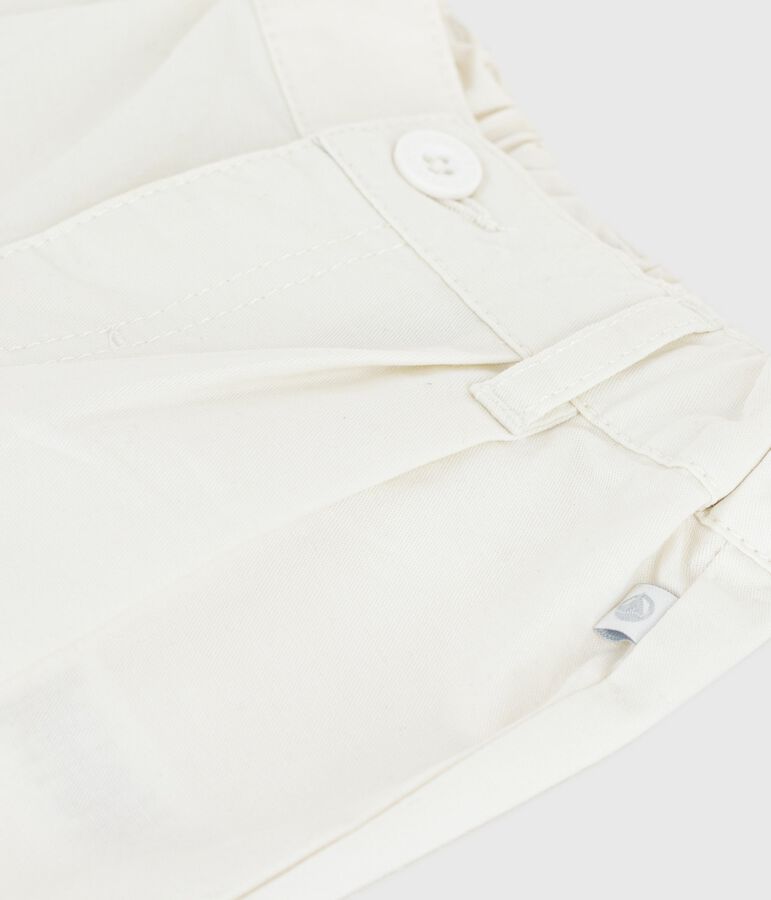 Babies' plain twill trousers MARSHMALLOW white