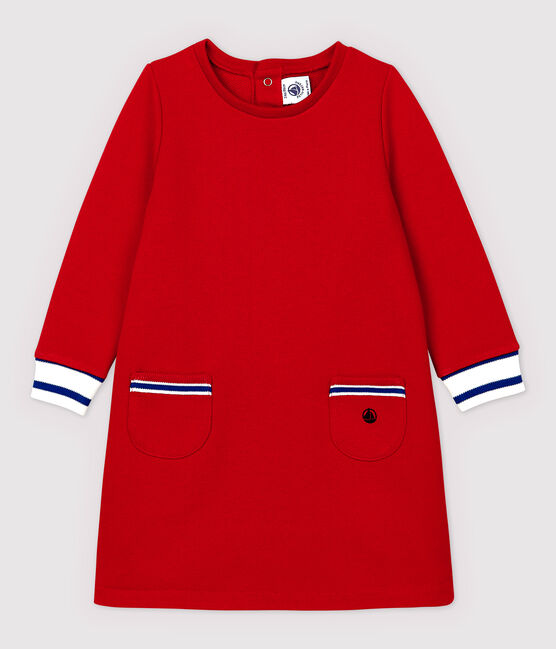 Baby Girls' Long-Sleeved Fleece Dress TERKUIT red