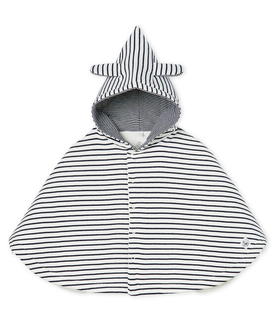 Babies' Classic Wrap in Padded Rib Knit MARSHMALLOW white/SMOKING blue
