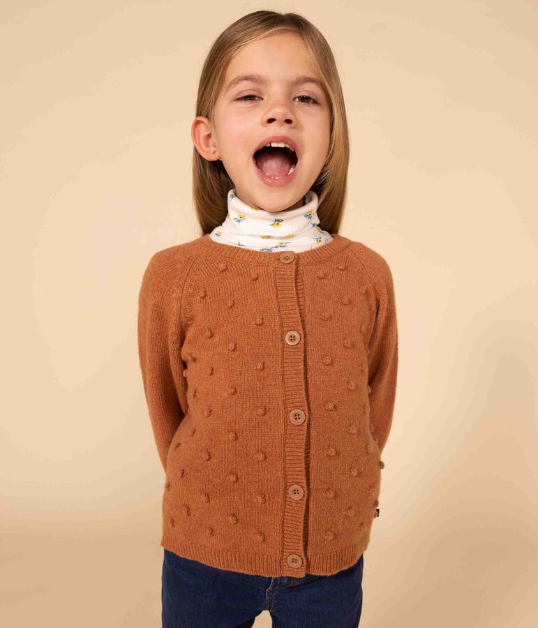 Girls' wool cardigan brown