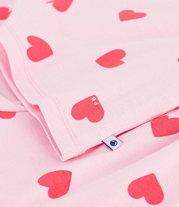 Children's short heart print cotton pyjamas pink/orange
