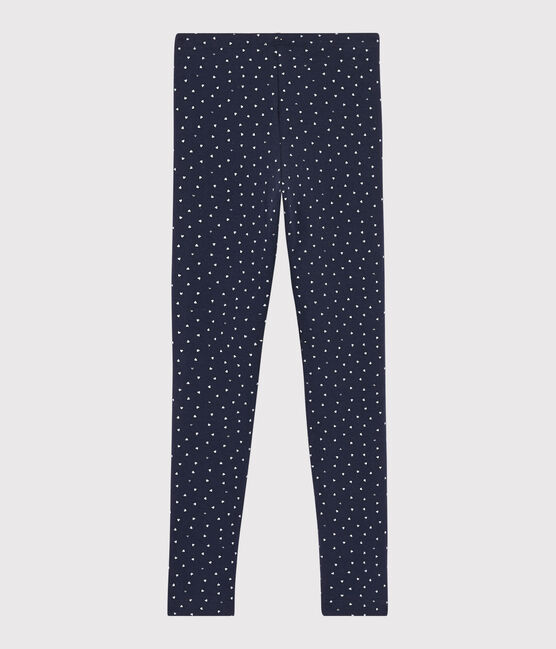 Girls' Lycra Jersey Leggings SMOKING blue/MULTICO white