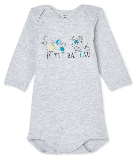 Baby boys-girls' long-sleeved bodysuit POUSSIERE CHINE grey