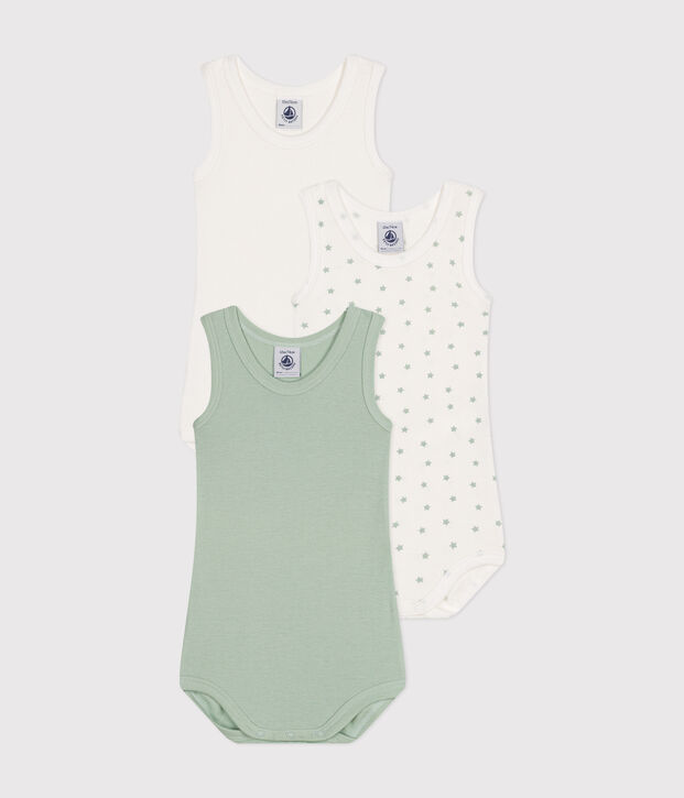 Babies' Sleeveless Cotton Bodysuits - 3-Pack multicolor