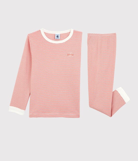 Unisex Pinstriped Organic Cotton Pyjamas PAPAYE pink/MARSHMALLOW