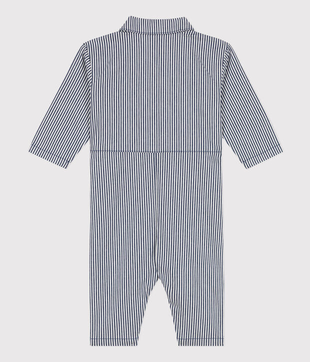 Babies' Striped Cotton Jumpsuit blue/white