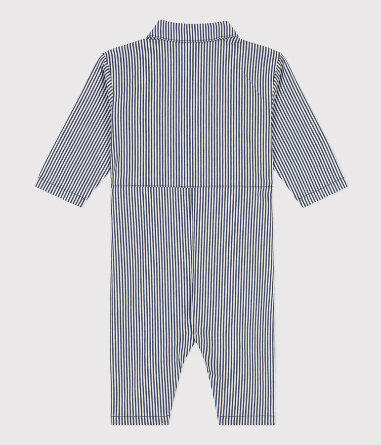 Babies' Striped Cotton Jumpsuit blue/white
