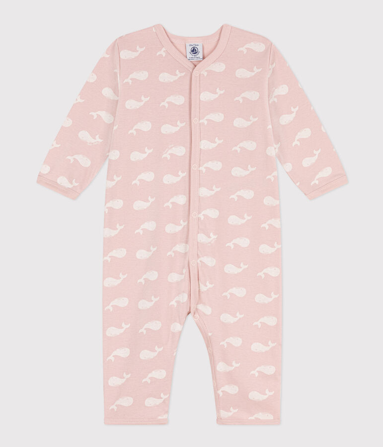 Babies' Printed Footless Cotton Sleepsuit pink/white