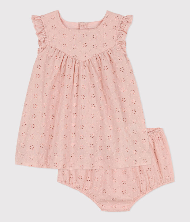 Babies' English embroidery Dress with Bloomers pink