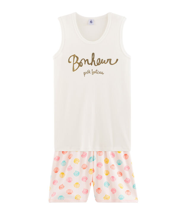 Girls' Ribbed Short Pyjamas pink/multicolor