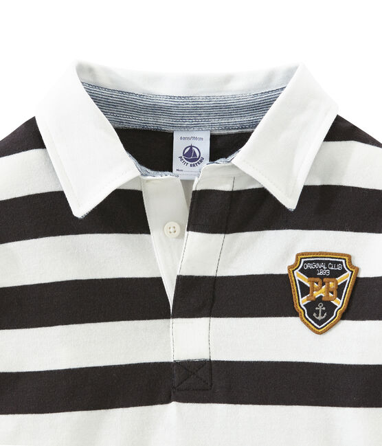 Boy's rugby shirt CAPECOD grey/MARSHMALLOW white