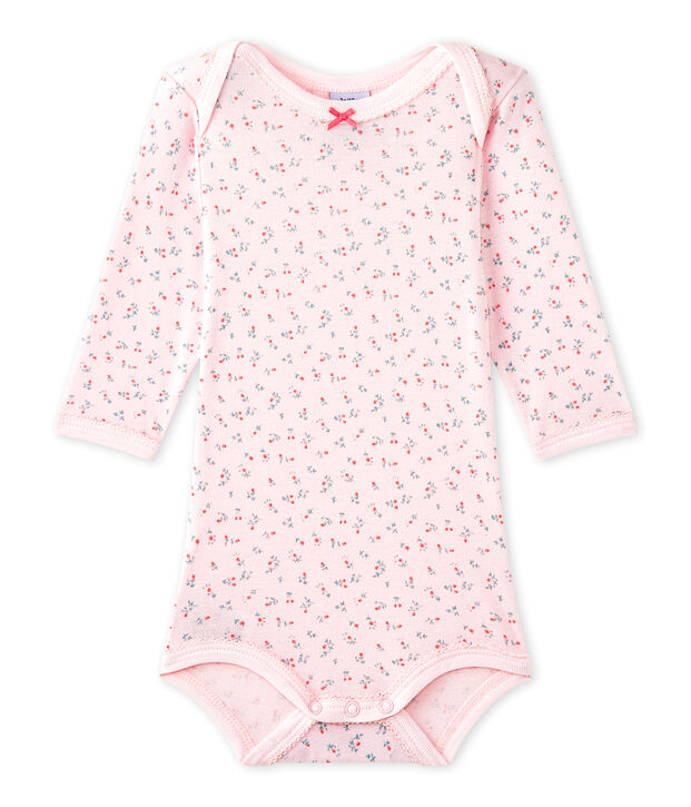 Baby girls' printed long-sleeved bodysuit pink/multicolor