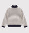 Women's shawl-collared sweatshirt in brushed fleece AVALANCHE white/SMOKING blue