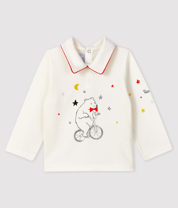 Baby boy's t-shirt with polo collar white