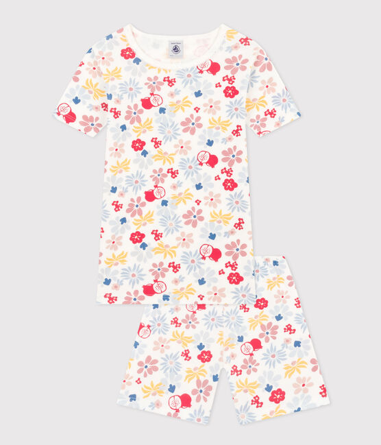 Children's Short Pyjamas in Floral Print Cotton MARSHMALLOW white/MULTICO white