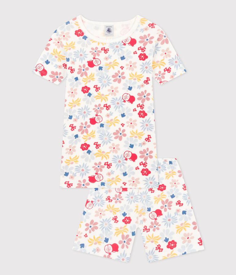 Children's Short Pyjamas in Floral Print Cotton white/multicolor